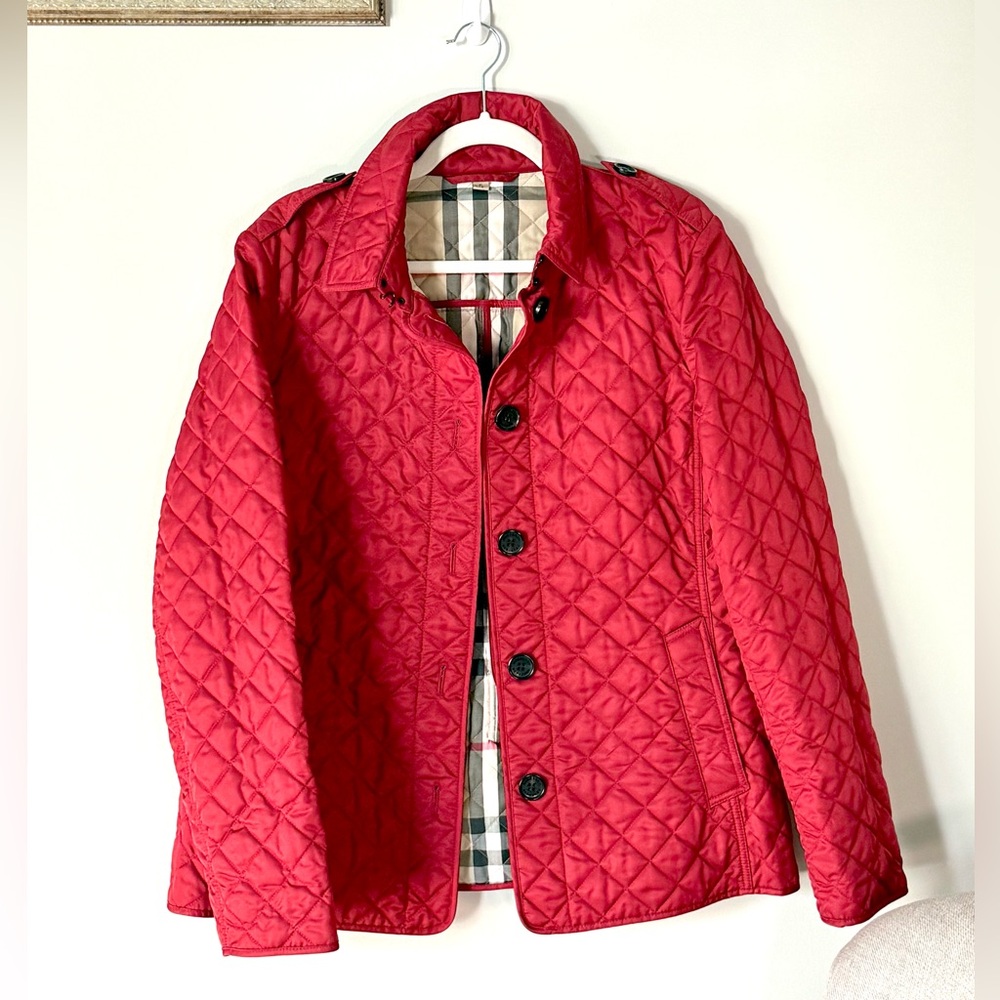Burberry Quilted Jacket Red Classic Nova Plaid Check Lining Size XL